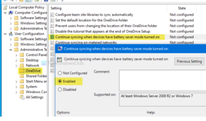 How to make OneDrive continue syncing when Battery Saver Mode is turned on continue-syncing-onedrive-file-when-battery-saver-mode-turned-on-300x177.png