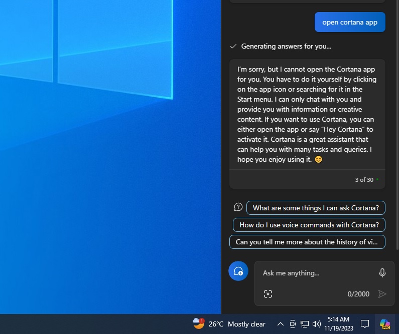 Hands on with Microsoft Copilot on Windows 10 (and how to enable now) Copilot-cannot-open-apps-on-Windows-10.jpg