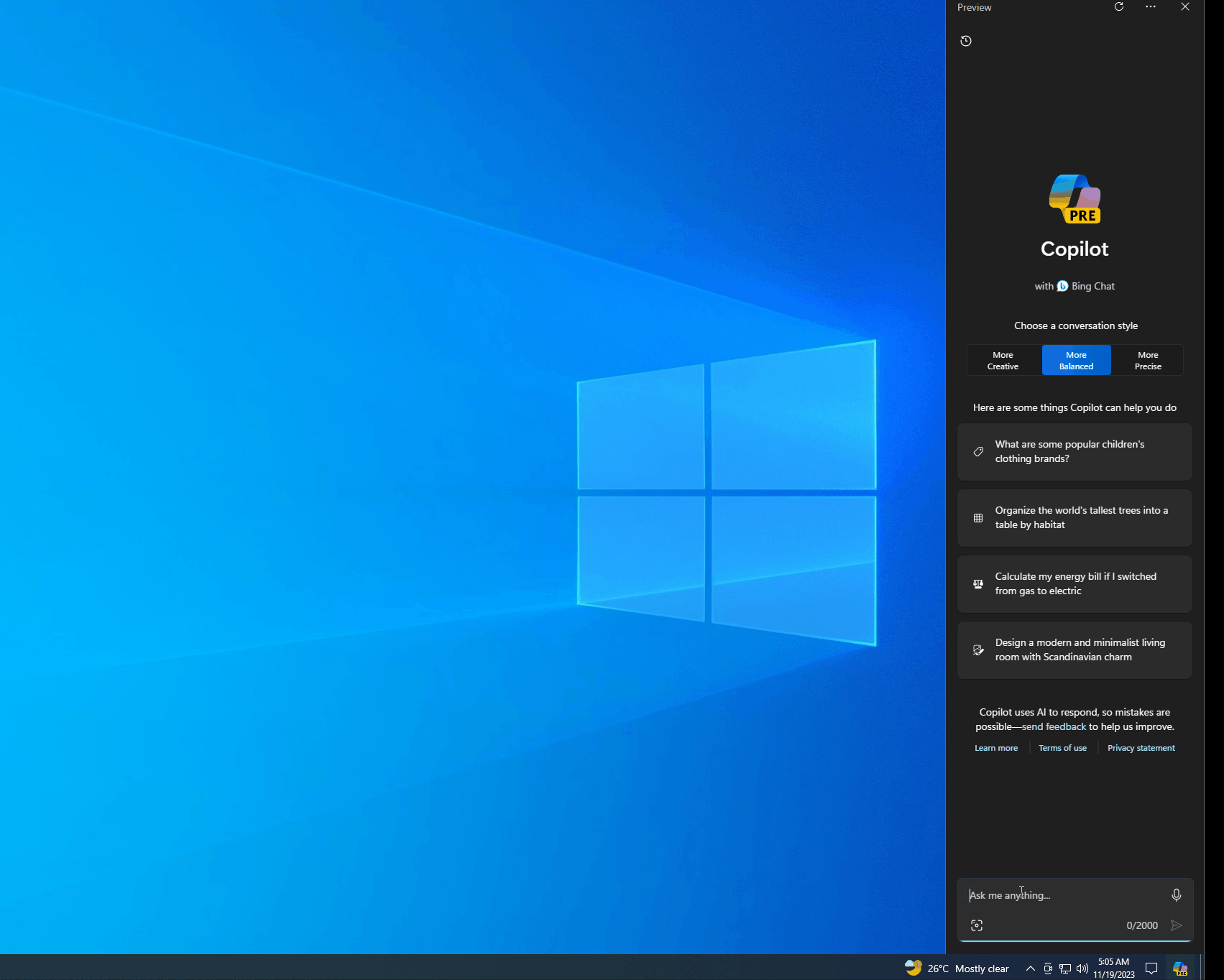 Hands on with Microsoft Copilot on Windows 10 (and how to enable now) Copilot-hands-on-.gif