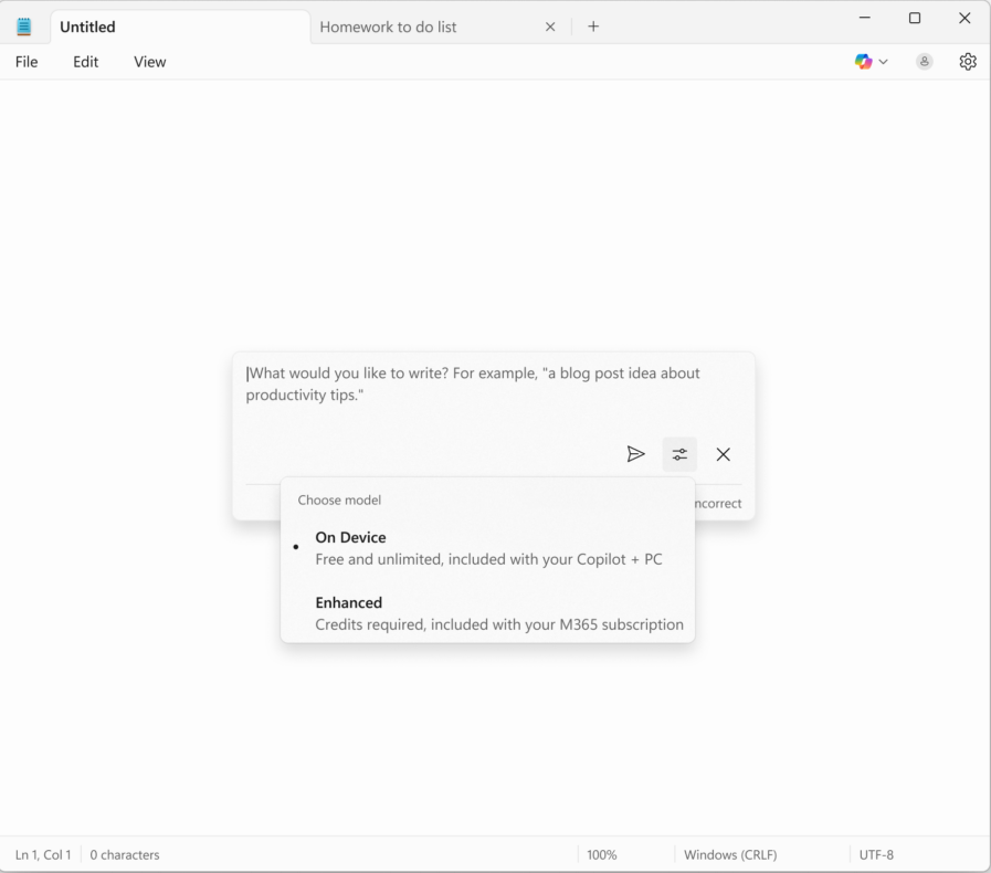Microsoft tests new features in Paint, Snipping Tool and Notepad Copilot-in-Notepad.png