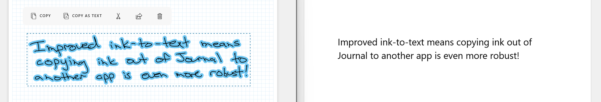 Microsoft Garage Journal not recognizing stylus pen Copy-ink-as-text.png