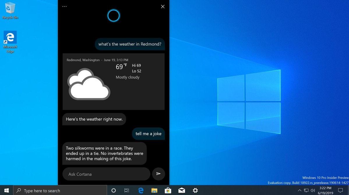 Windows 10 Build 18956 rolling out to Insiders with new improvements Cortana-UI.jpg