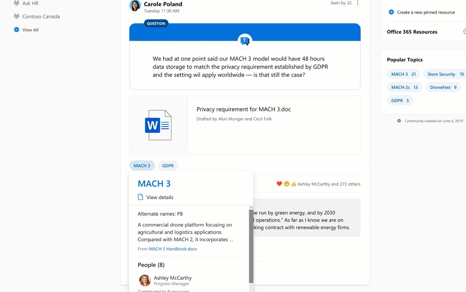 What is new for Yammer at Microsoft Ignite 2020 CortexPageIntegration%20(2).gif