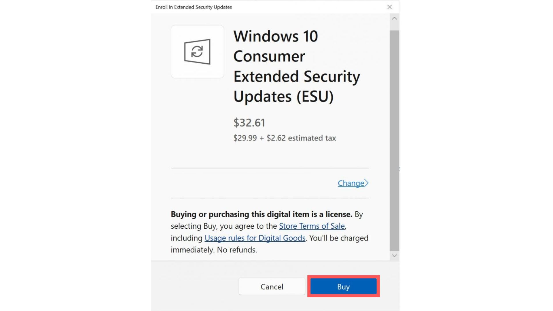 How to sign up for Windows 10 ESU, now rolling out Cost-of-Windows-10-ESU-for-local-account.jpg