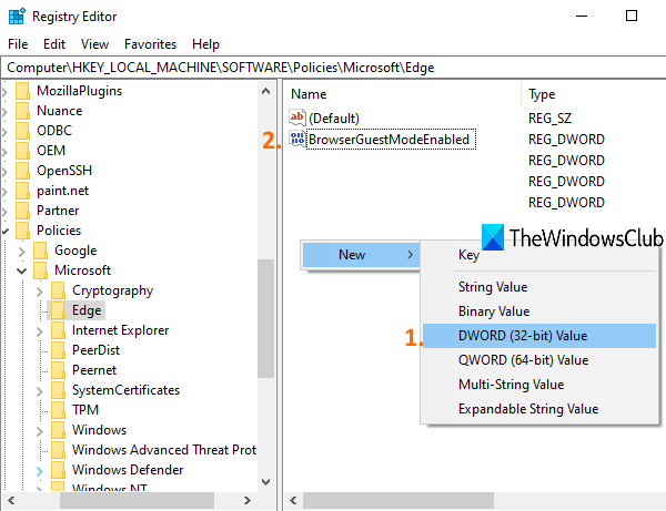 Enable or disable Guest Mode in Microsoft Edge using Windows 10 Registry create-BrowserGuestModeEnabled-DWORD-value.png