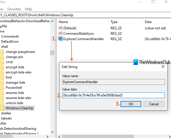 How to add Disk Cleanup to right-click context menu of hard drives in Windows 10 create-ExplorerCommandHandler-String-Value.png