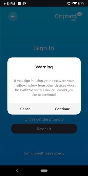 Criptext is a free encrypted email service with open source apps for Windows, Linux, macOS,... criptext-login-with-password.jpg