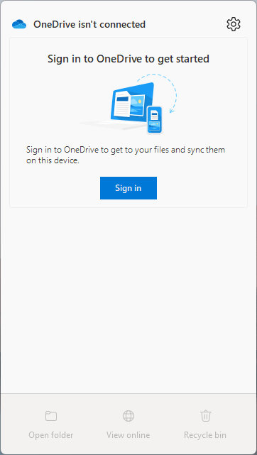 OneDrive icon shows "Not signed in," and when I click to sign in, nothing happens cuqu1q7lHN75O1PWD9Us69mzuOpbustUGIIswF8eJ01LjxeRpK2o3gyDQul%2FPFd8PrvZluaPvX8hgpBI3pr9VQ%2FG8%3D.png
