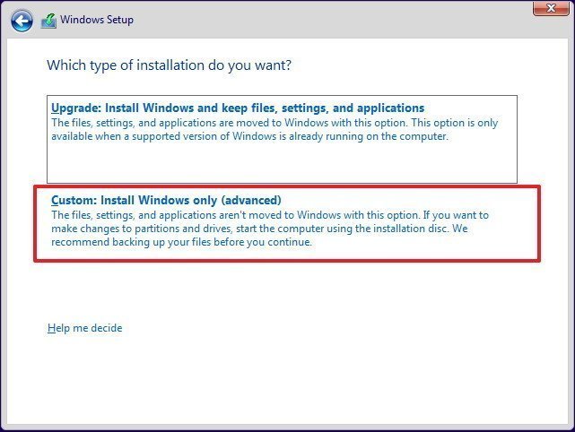 Windows 10 setup stuck at preparing files on Dell Precision M6400 with Intel Rapid Store... custom-install-windows-10.jpg