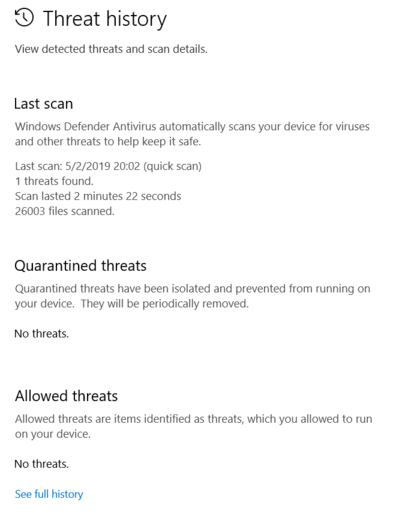 Windows defender repeatedly shows the same threat over and over after taking action cZ7zq.png