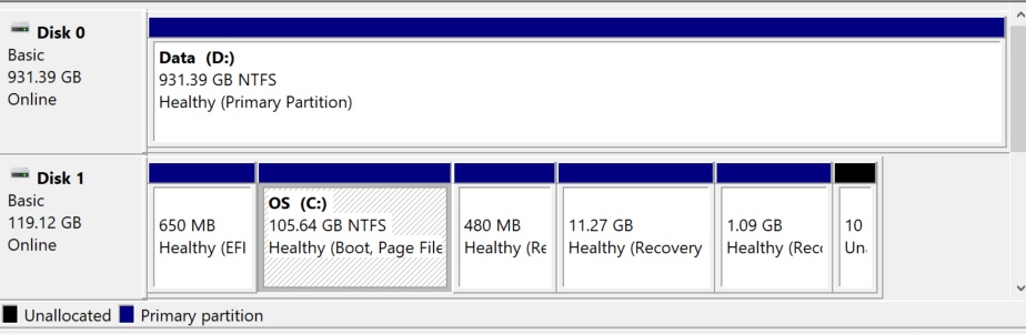 How can I extend C drive when Extend is grayed out? d00527d5-3c10-4d9b-82a2-5e0adb25de95?upload=true.jpg