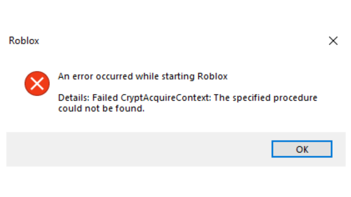Error Occurred While Starting - roblox create process error