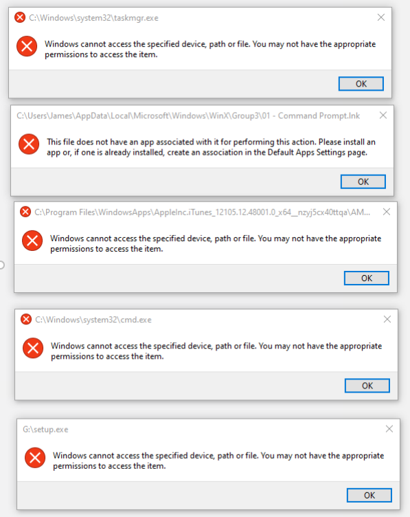 Unable to Open Certain Apps including task manager and cmd administrator and Error Messages d0f83d5a-30e3-4d97-8846-96f934eafb60?upload=true.png