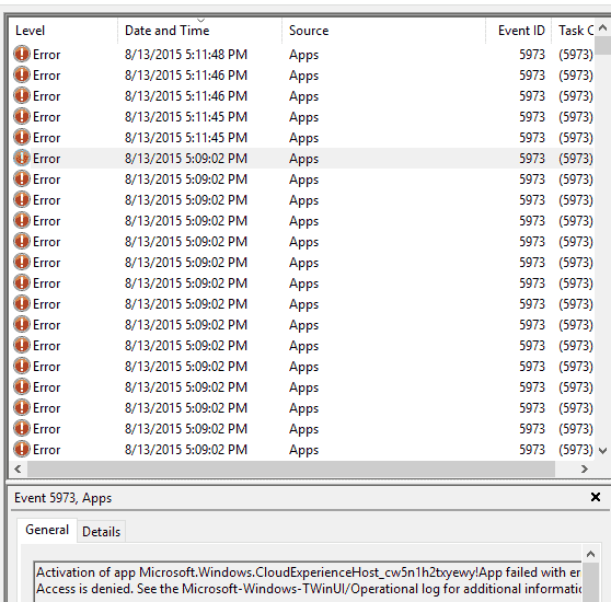 Error Message in "Windows Logs" "Application" log: d15da27b-9289-4372-8064-7c1a7f58bb54.png