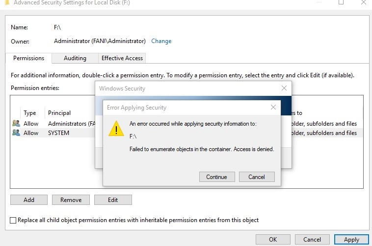 Hard Drive Access is denied issue. d164a53a-64c8-4aaf-b953-8eb0617234a3?upload=true.jpg