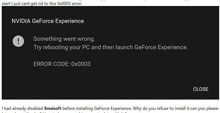 Nvidia GeForce Experience Error Code 0x0003 and Nvidia LocalSystem Container stopped working d1704131707t-cannot-install-nvidia-geforce-experience-v3-27-0-120-a-screenshot-2024-01-01-135221.jpg