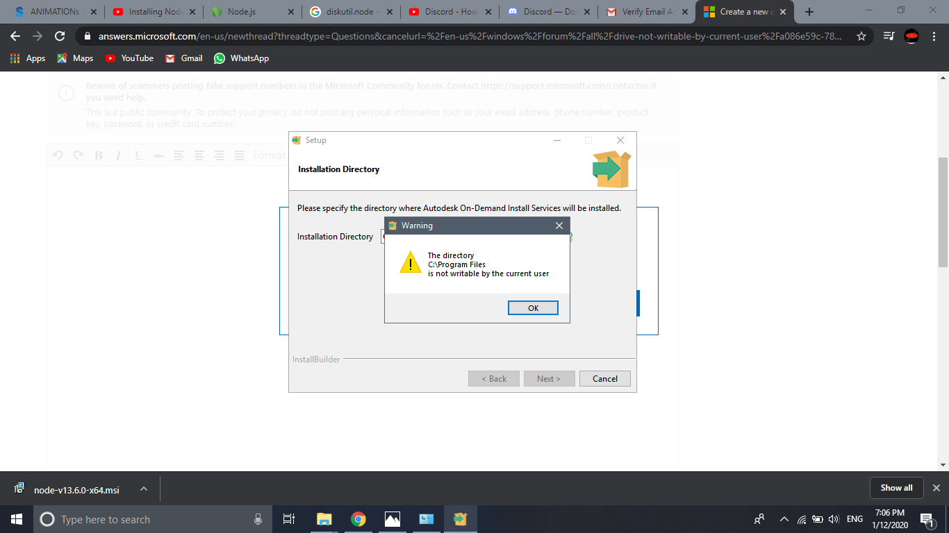 "not writable by current user" Error message d18b866b-2b30-4e2f-97a2-cc08ced96bb8?upload=true.png