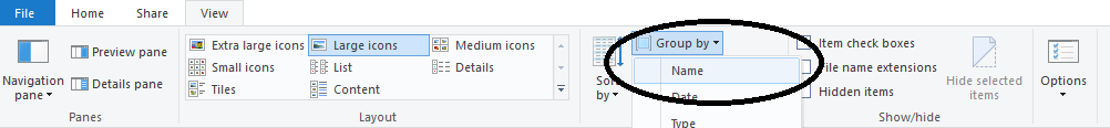 "Sort by name" only sorts random groupings of files in the same folder under Windows 10 d1b579c8-659a-4dff-8380-20a72d125af9.png