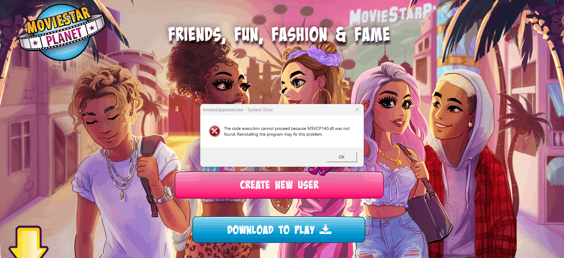 am trying to play this game called  Movie Star Planet d2834d68-29dc-4f33-89e0-a40fab6d6a6b?upload=true.png