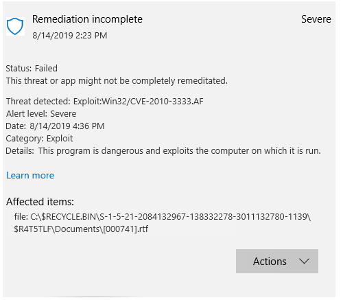 Remediation Incomplete on Win32/CVE-2010-3333.AF -- Now what? d36e902a-5907-40e2-a536-eab325f8010b?upload=true.png