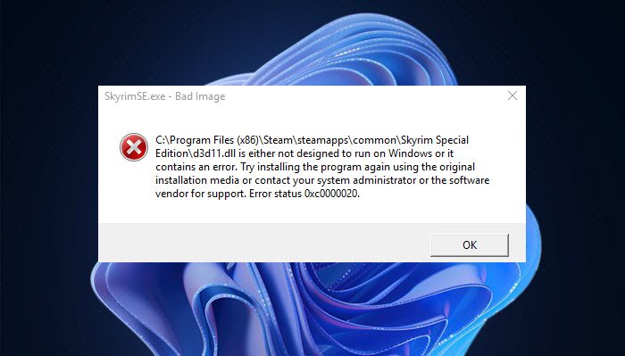 Bad Image, D3D11.dll is not designed to run on Windows, Error 0xc0000020 D3D11.dll-is-not-designed-to-run-on-Windows.jpg