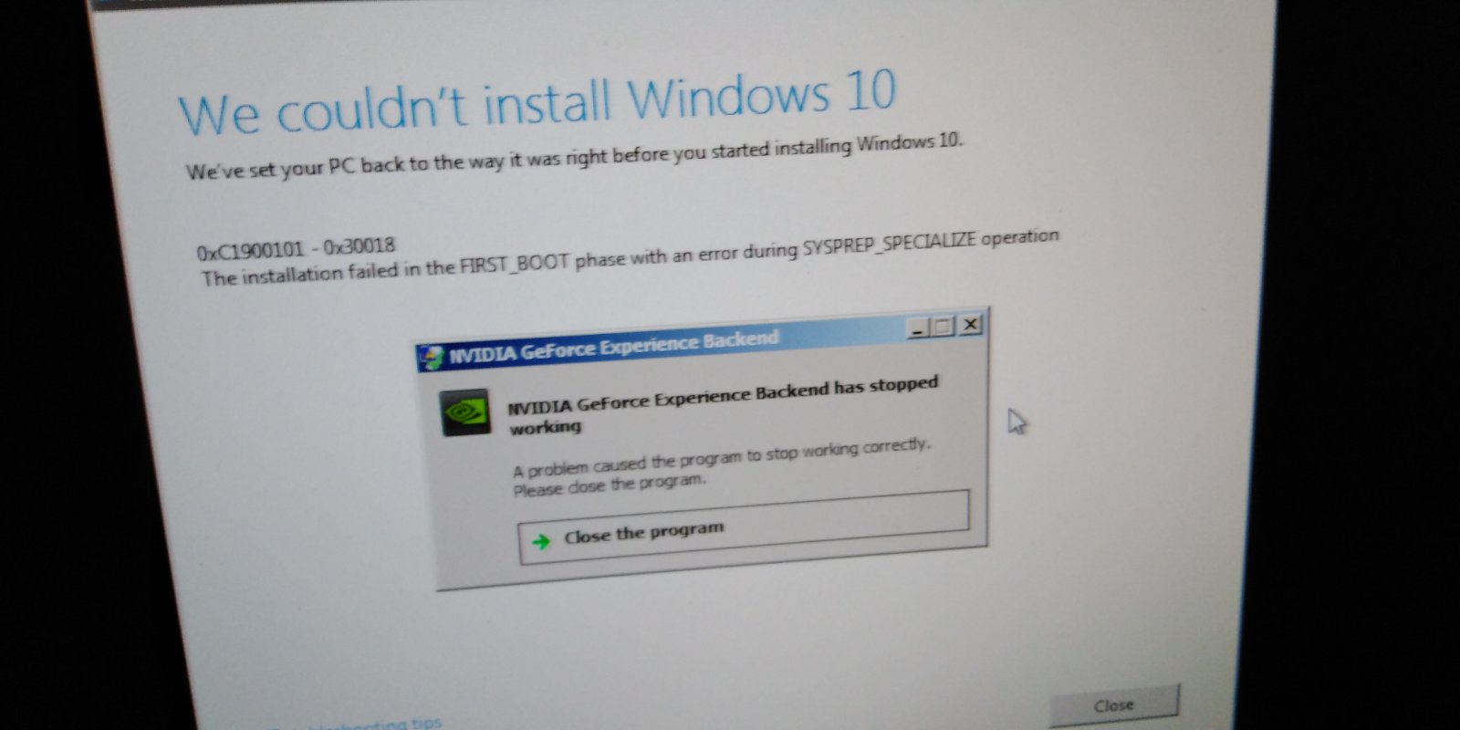 Upgrade failure I think NVIDIA GTX 260 Card error - may the drivers needed update d41e06e0-c5c3-42c2-86ce-1c957a50a05e?upload=true.jpg