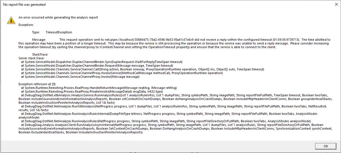 Error while reading dump file in DebugDiag Analysis d4a290ea-292c-40bd-8a59-7c8458c675e4?upload=true.jpg