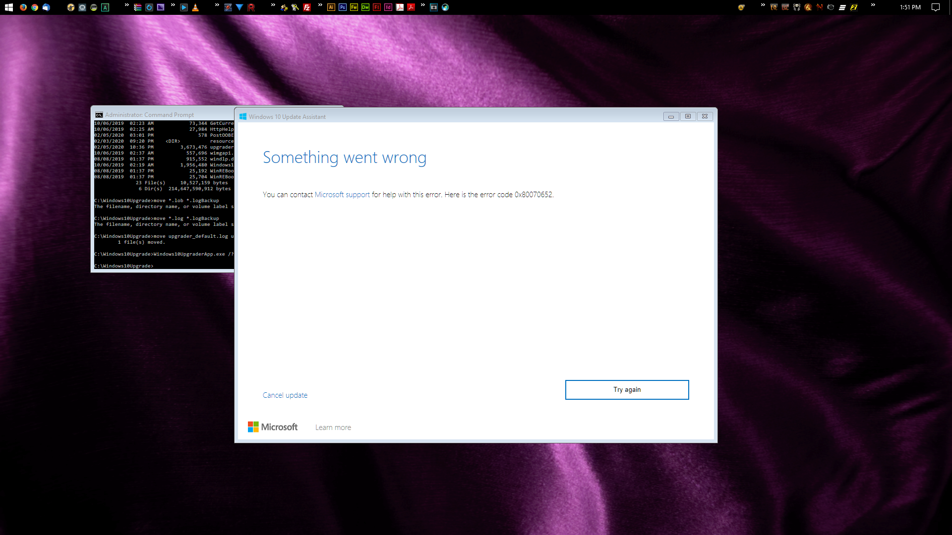 November 1803->1903 failed; Running Windows10UpgradeApp seemed to rollback to Windows 7 API d4c34db8-2765-4ff7-b2a8-fb072e2f09c1?upload=true.png