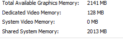 I change the dedicated memory to the integrated graphics memory with the registry editor... d4c666d3-025c-42fe-94b4-3aa3a50dd607.png
