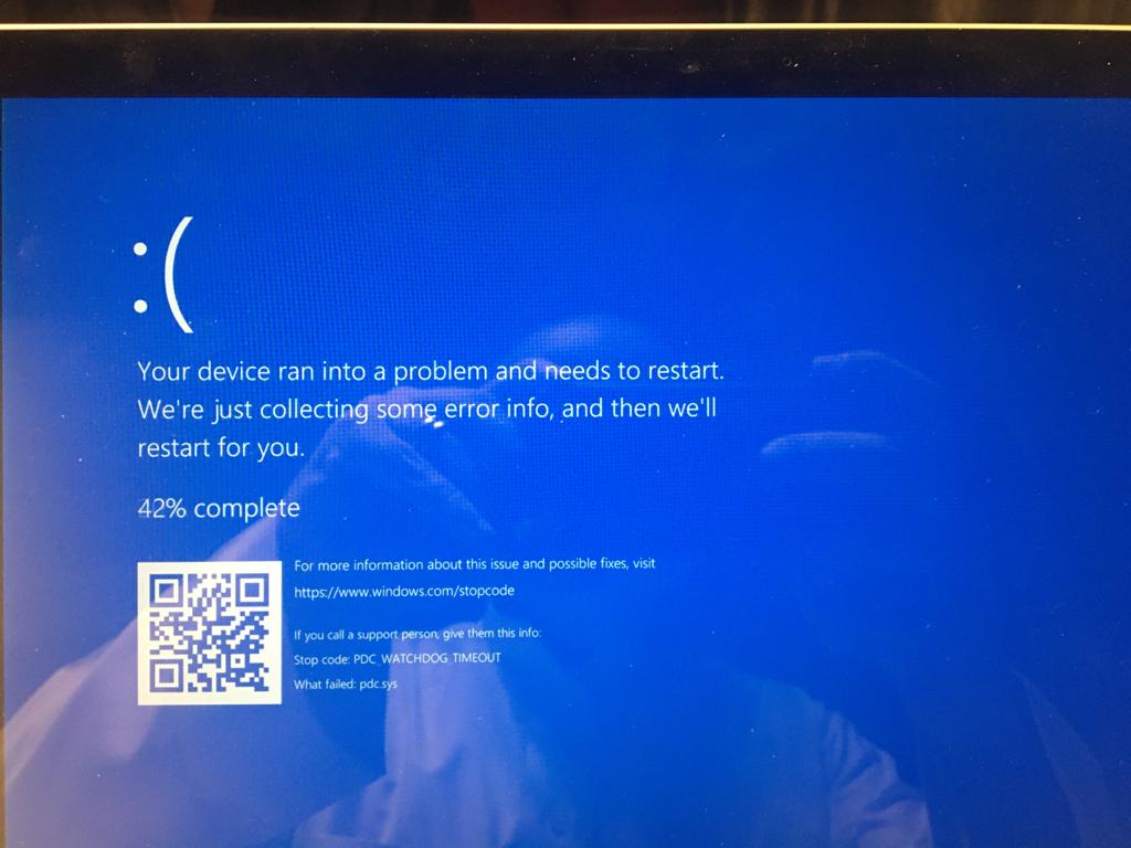 "PDC_WATCHDOG_TIMEOUT"; "What fails: pdc.sys". d553f7dc-74ef-4800-b3fa-1b5e99fbc823?upload=true.jpg