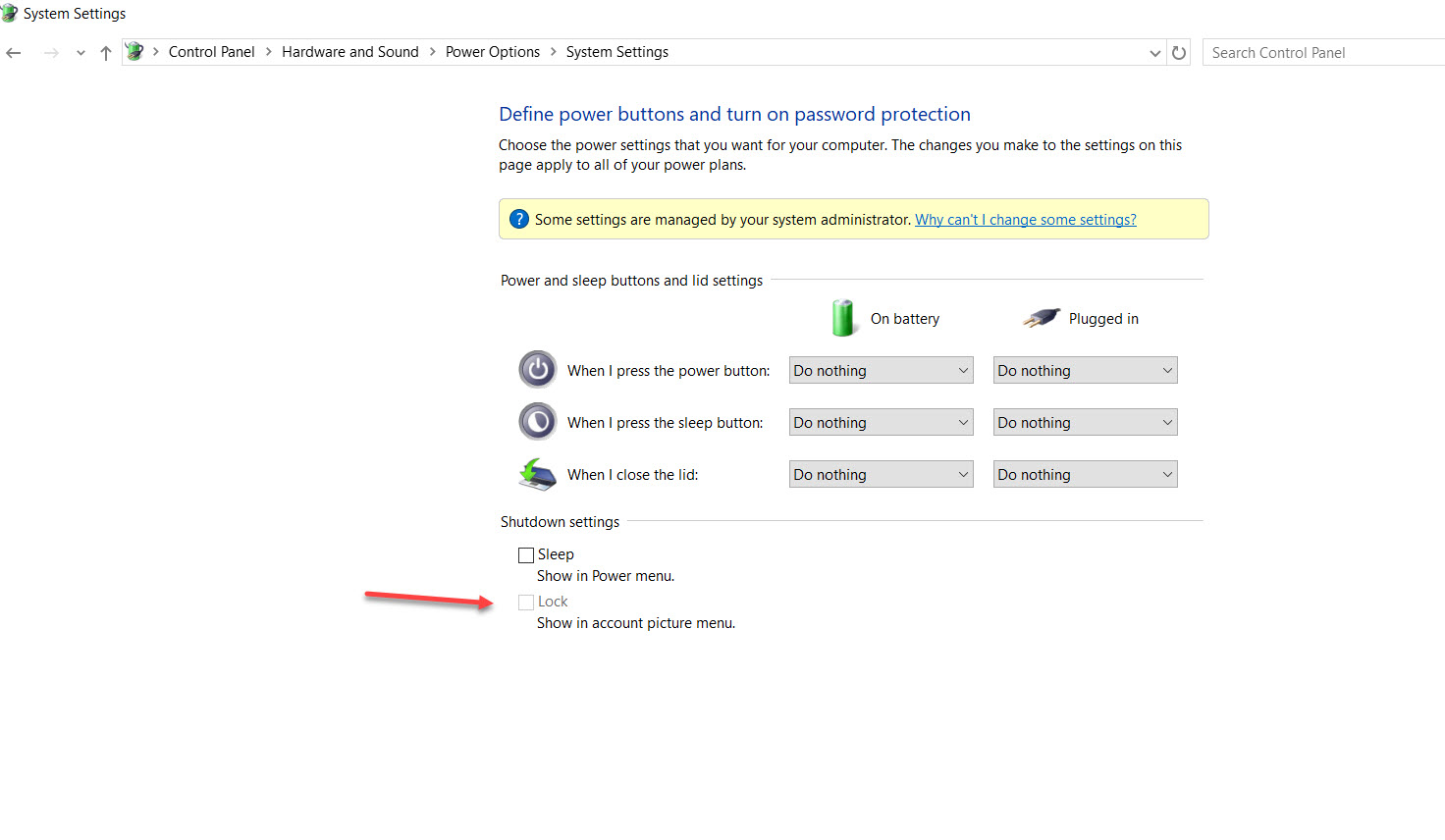 Lock box at System Settings is greyed out d6061fa7-28cb-46e2-b3db-a210f03fd75a?upload=true.jpg