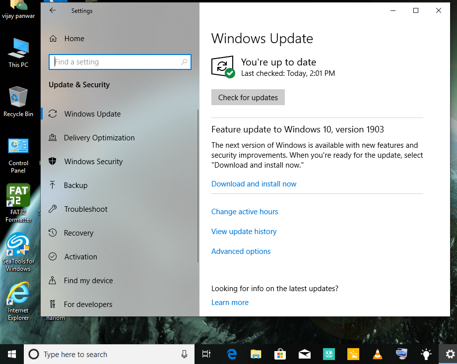 Windows 10 , version 1903 is available via windows update , before start this update i want... d6ed2f00-a967-4fa7-a0e3-dcb5cb48a232?upload=true.png