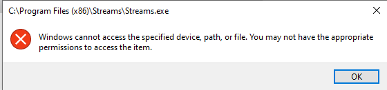 Streams program only runs when loged in as administrator d78909b0-e144-431a-9b68-ad84ffd82b3a?upload=true.png