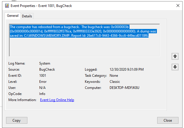 blue screen windows 10 event viewer
