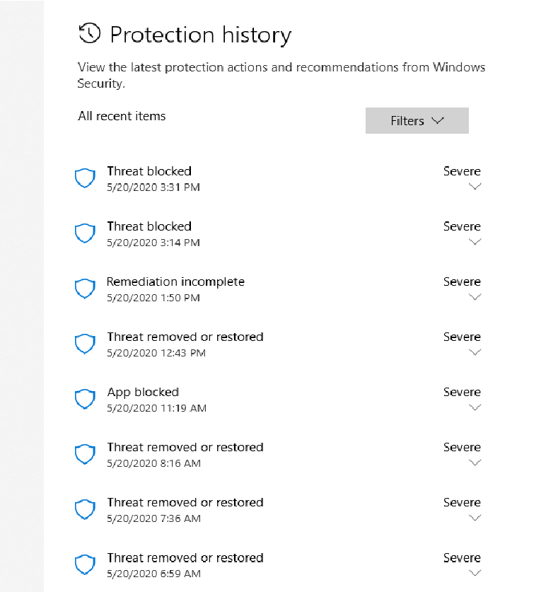 How do I remove the threat detection history from windows defender GUI. d8ab8e12-621a-4db6-9fa9-c9b2aa1d52de?upload=true.png