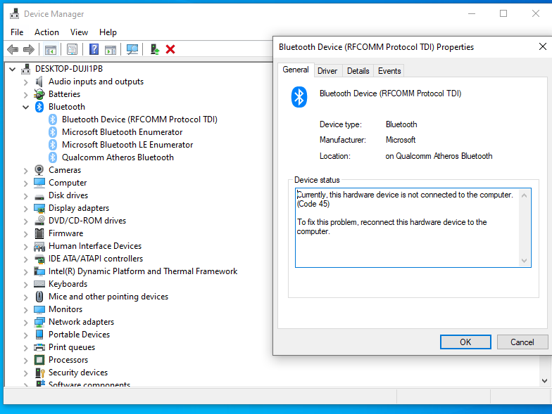 Bluetooth disappearing from device manager. can't troubleshoot "device is not available" d8af9a11-a4ba-405f-96b6-db754aafa5cf?upload=true.png
