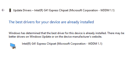 intel g41 MT S2 graphics driver Problem in 1803