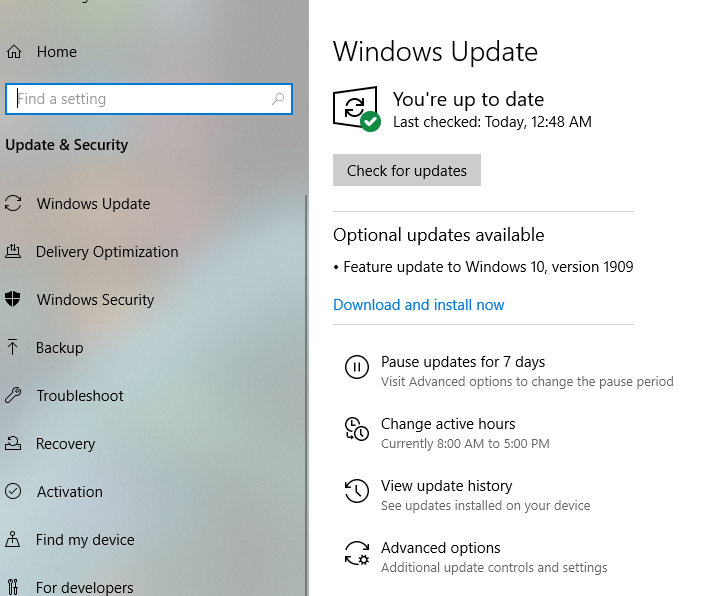 Feature update to Windows 10, version 1909 is available via Optional Windows update , can i... d9191b8b-c82a-4f97-a29d-5bc7bb2c271e?upload=true.png