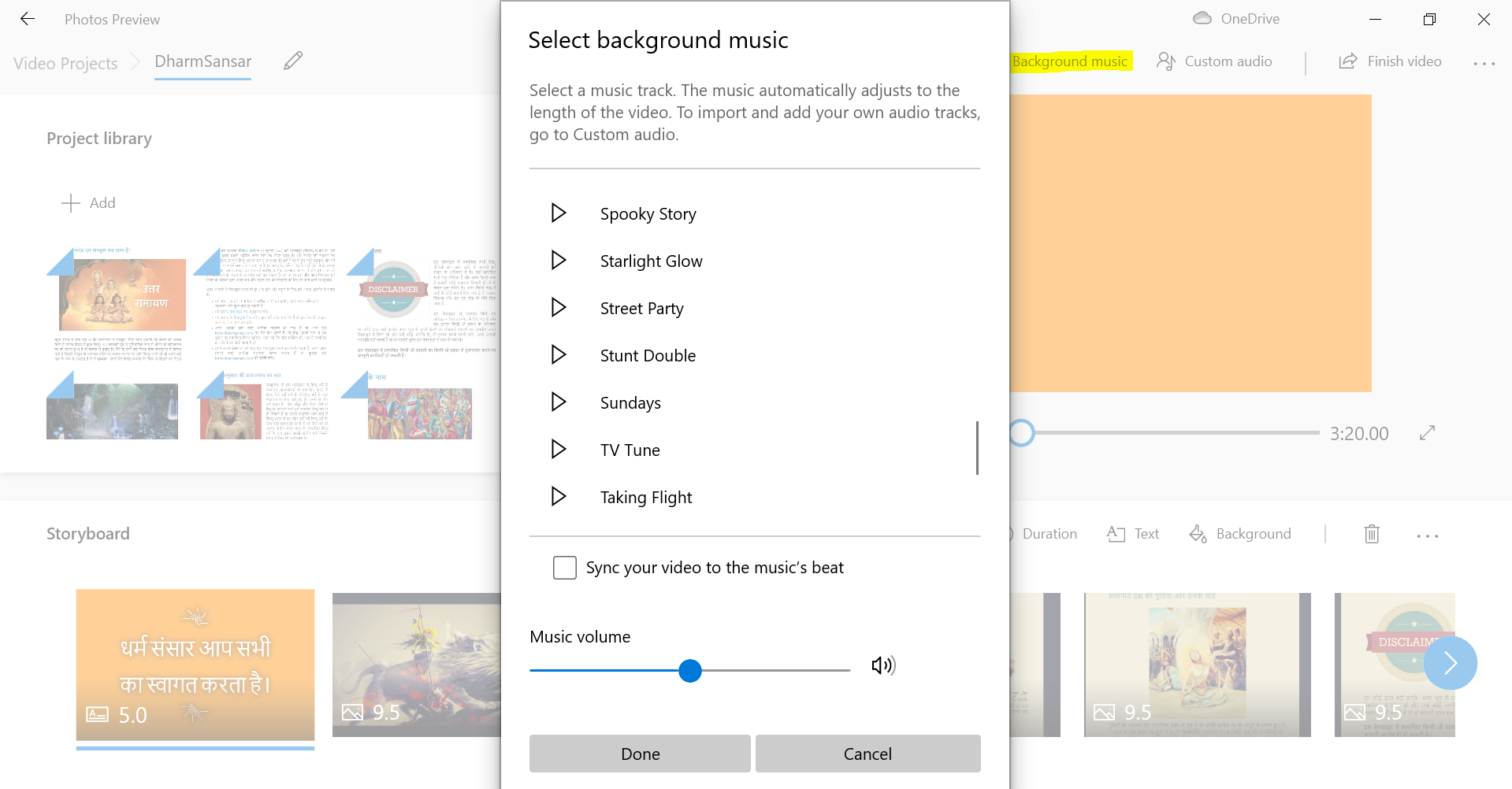 How to upload my own personal audio in Microsoft Photo's "Background music" not Custom audio? d95a570d-2099-421e-bd0c-e6b005c90266?upload=true.png