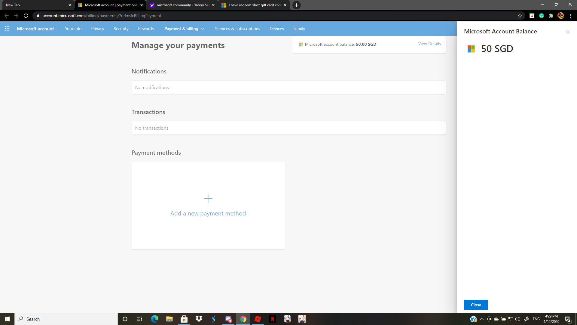 I have redeem xbox gift card code but it did not show up in my account as payment d95b6311-2a1f-4624-be0c-d83e74f89b1c?upload=true.png