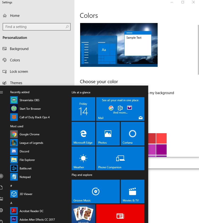 Start menu not changing colours d980be4e-6b7b-4161-b814-e191b04eff12?upload=true.jpg