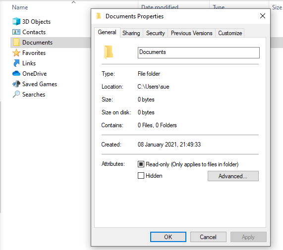 Regular subdirectories missing and "location" tab missing in properties d9eede3b-d080-4a4f-a42a-6d08bc6f86b9?upload=true.png