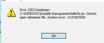 Insallation problems with 2203 error da341ad7-43dc-4184-bc0b-a8dead01cd18?upload=true.jpg