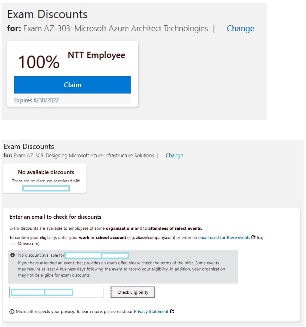 Microsoft Exam Certification and Transcript is not showing up on Microsoft Learn for AZ-305 da4bd47f-fdff-49d0-b402-83d3741b4413?upload=true.png