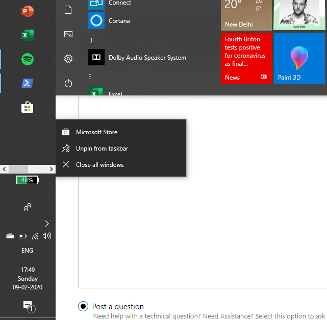 Microsoft Store App wont Unpin from Task bar. da9eebf6-b153-45df-b7c5-ea7ce8a1ed63?upload=true.png