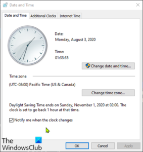 Windows 10 does not update Daylight Savings Time (DST) change Daylight-Savings-Time-DST-does-not-update-283x300.png