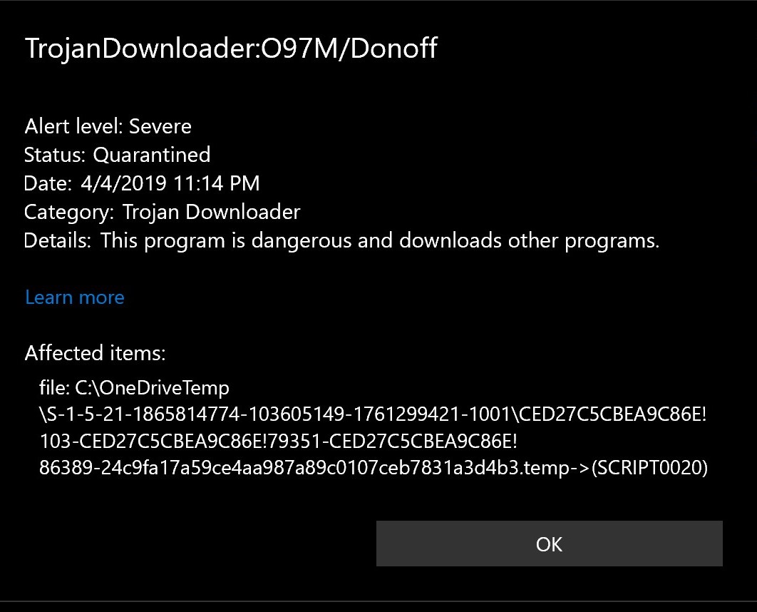 TrojanDowloader:097M/Donoff - Seems to be happening when OneDrive runs. db147807-4da3-4688-8022-20dfdaa8c0d3?upload=true.jpg