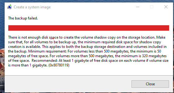 Failed to create system Image in Windows 10 2004 0x80780119 db75ed87-21f1-45c0-978d-91634d2c9dac?upload=true.png