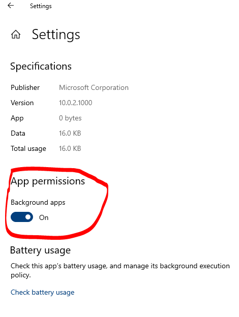 Windows Spotlight lock screen picture does not change.  Background apps for "Settings" is... db7a64c0-390f-410c-a679-87702e521d7c?upload=true.png