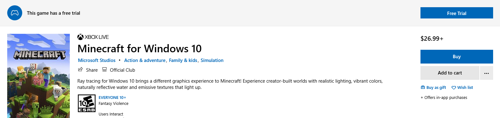 It says I don't own Minecraft Windows 10 Edition, but I do own it. de28e69e-46b2-4450-9010-8ff0be79c771?upload=true.png
